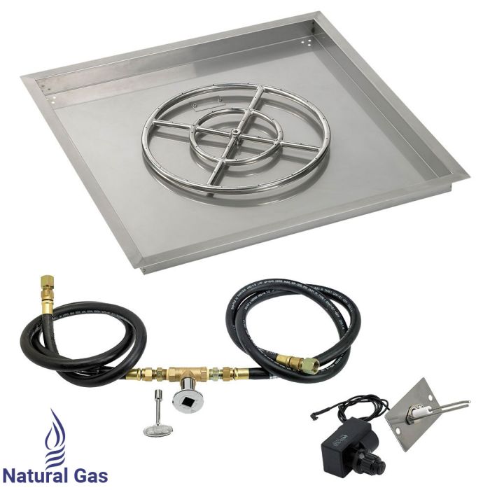 Load image into Gallery viewer, 30&quot; Square Drop-In Pan with Spark Ignition Kit (18&quot; Fire Pit Ring) - Natural Gas
