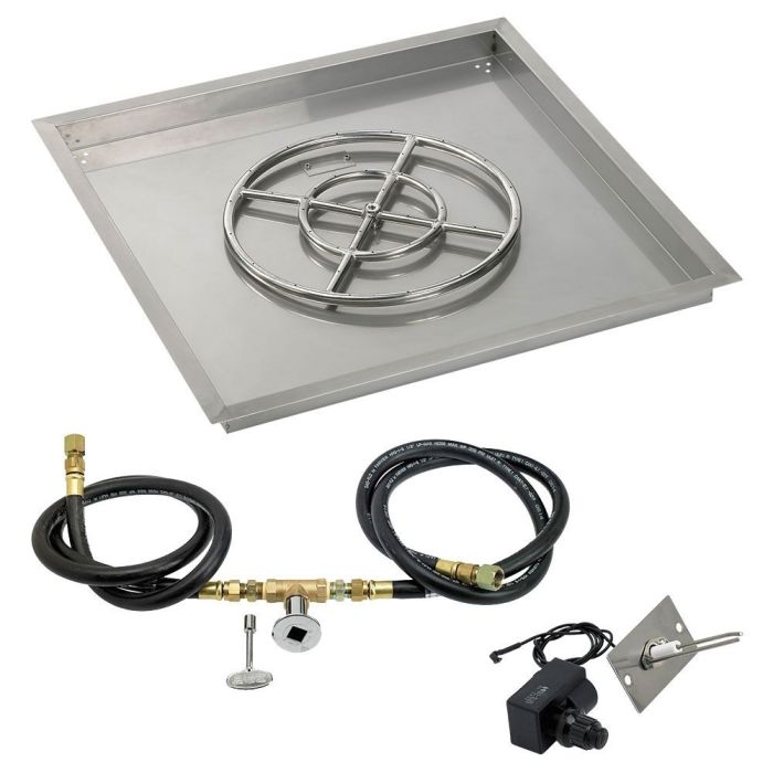 Load image into Gallery viewer, 30&quot; Square Drop-In Pan with Spark Ignition Kit (18&quot; Fire Pit Ring) - Natural Gas
