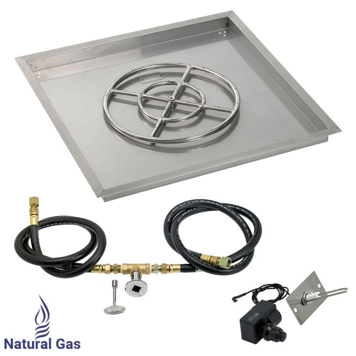 Load image into Gallery viewer, 36&quot; Square Drop-In Pan with Spark Ignition Kit (18&quot; Fire Pit Ring) - Natural Gas
