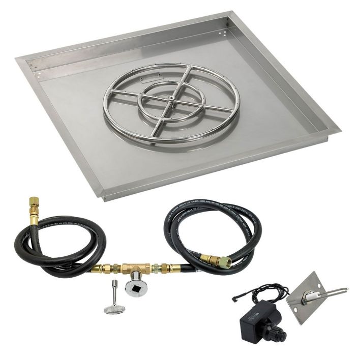 Load image into Gallery viewer, 36&quot; Square Drop-In Pan with Spark Ignition Kit (18&quot; Fire Pit Ring) - Natural Gas
