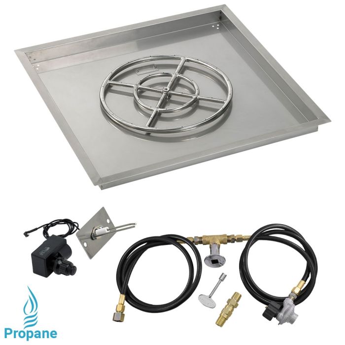 Load image into Gallery viewer, 30&quot; Square Drop-In Pan with Spark Ignition Kit (18&quot; Fire Pit Ring) - Propane
