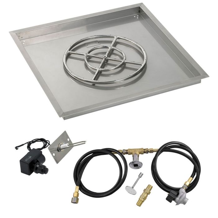 Load image into Gallery viewer, 30&quot; Square Drop-In Pan with Spark Ignition Kit (18&quot; Fire Pit Ring) - Propane
