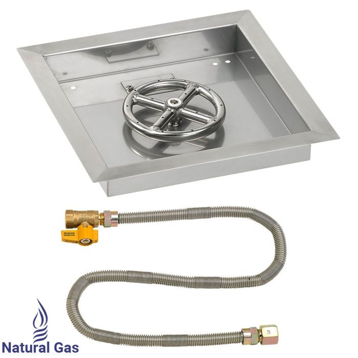 Load image into Gallery viewer, 12&quot; Square Drop-In Pan with Match Light Kit (6&quot; Fire Pit Ring) - Natural Gas
