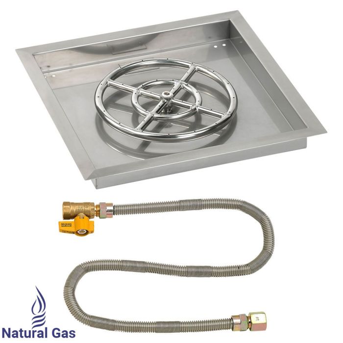 Load image into Gallery viewer, 18&quot; Square Drop-In Pan with Match Light Kit (12&quot; Fire Pit Ring) - Natural Gas
