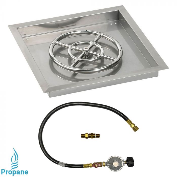 Load image into Gallery viewer, 18&quot; Square Drop-In Pan with Match Light Kit (12&quot; Fire Pit Ring) - Propane
