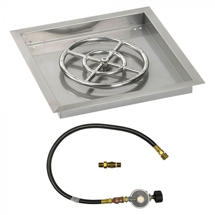 Load image into Gallery viewer, 18&quot; Square Drop-In Pan with Match Light Kit (12&quot; Fire Pit Ring) - Propane
