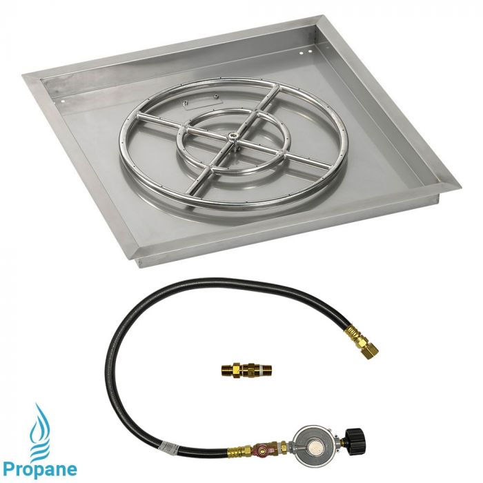 Load image into Gallery viewer, 24&quot; Square Drop-In Pan with Match Light Kit (18&quot; Fire Pit Ring) - Propane
