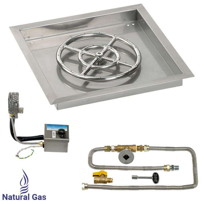 Load image into Gallery viewer, 18&quot; Square Stainless Steel Drop-In Pan with S.I.T. System (12&quot; Ring) - Natural Gas
