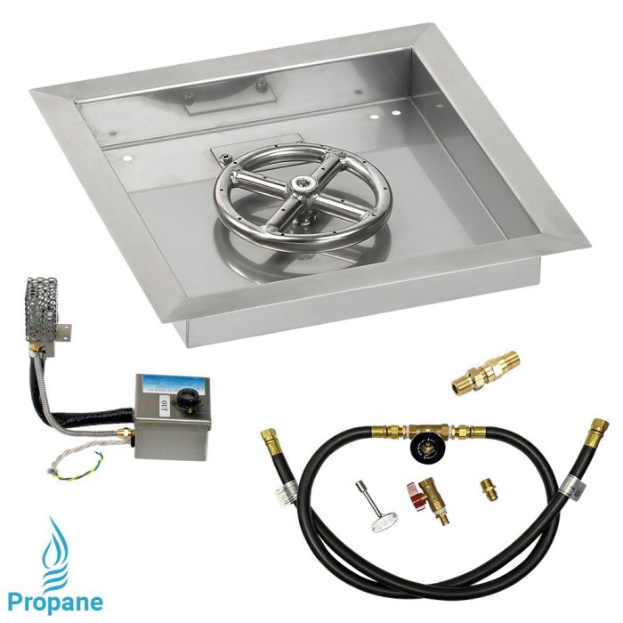 Load image into Gallery viewer, 12&quot; Square Stainless Steel Drop-In Pan with S.I.T. System (6&quot; Ring) - Whole House Propane
