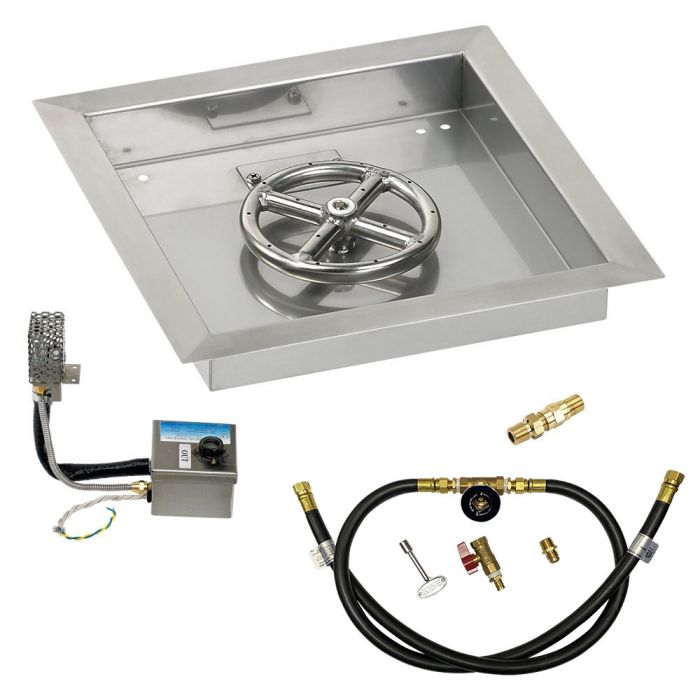 Load image into Gallery viewer, 12&quot; Square Stainless Steel Drop-In Pan with S.I.T. System (6&quot; Ring) - Whole House Propane
