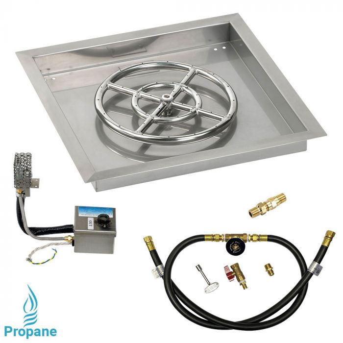 Load image into Gallery viewer, 18&quot; Square Stainless Steel Drop-In Pan with S.I.T. System (12&quot; Ring) - Whole House Propane
