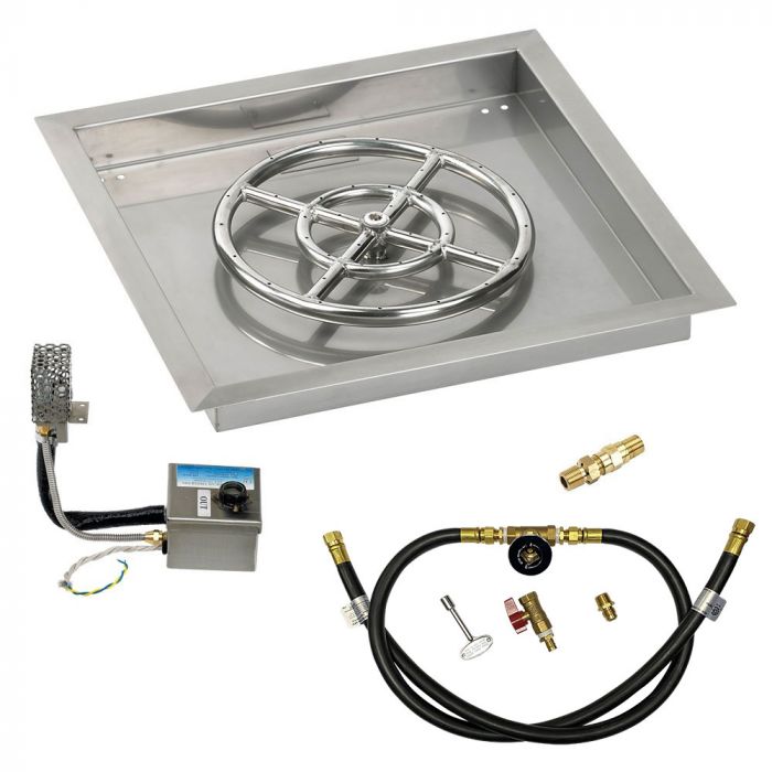 Load image into Gallery viewer, 18&quot; Square Stainless Steel Drop-In Pan with S.I.T. System (12&quot; Ring) - Whole House Propane
