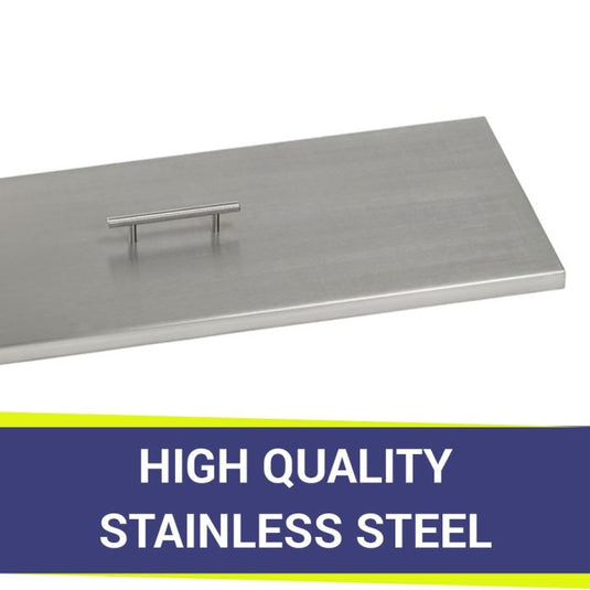 Stainless Steel Cover for Rectangular Drop-In Fire Pit Pan