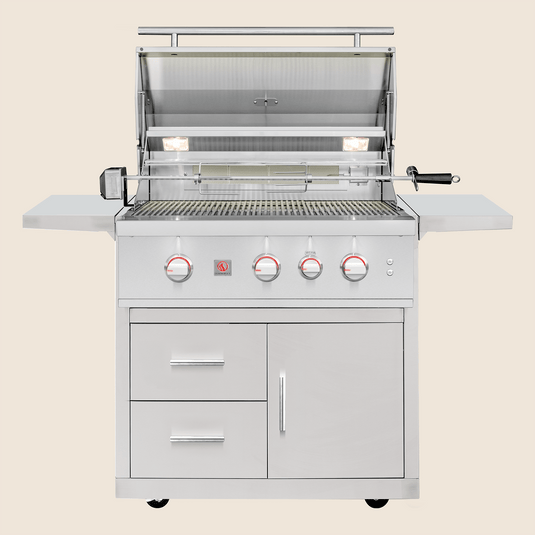 Summerset TRL Pro 32″ Deluxe Grill Cart with stainless steel construction, double drawers, and folding shelves