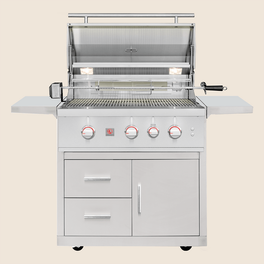 Summerset TRL Pro 32″ Deluxe Grill Cart with stainless steel construction, double drawers, and folding shelves