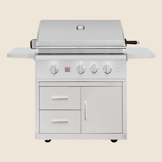 Summerset TRL Pro 32″ Deluxe Grill Cart with stainless steel construction, double drawers, and folding shelves