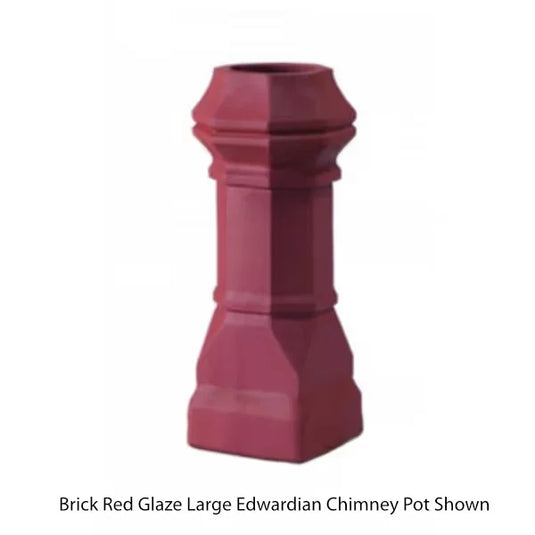 Superior Clay Corporation brick-red glaze chimney pot with a traditional decorative finish
