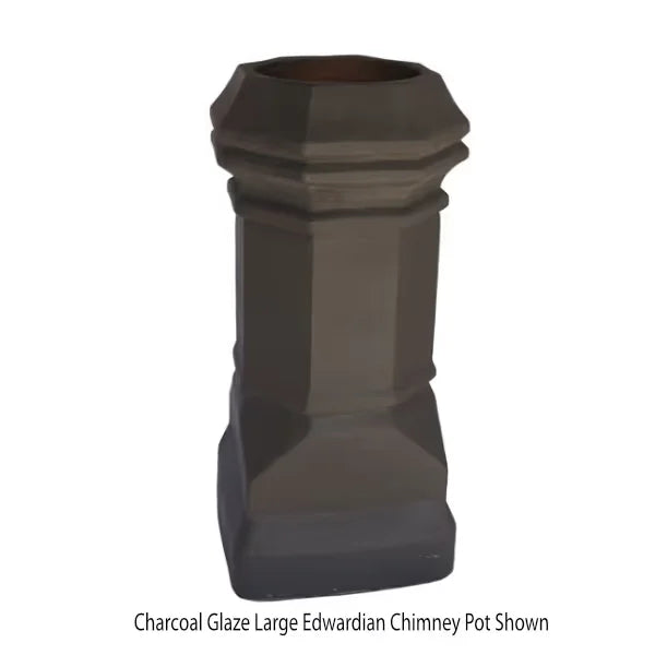 Load image into Gallery viewer, Superior Clay Corporation charcoal-glaze chimney pot with a dark, refined decorative finish
