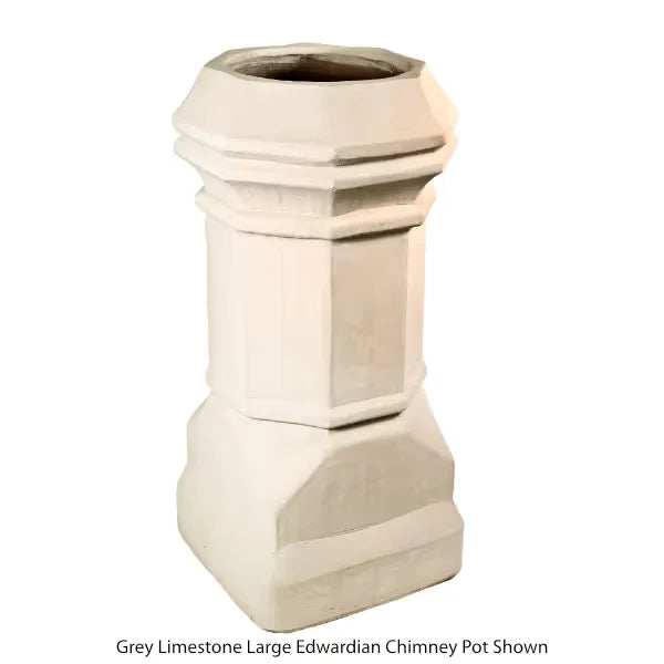 Load image into Gallery viewer, Superior Clay Corporation grey limestone glaze chimney pot with a natural stone-inspired decorative finish
