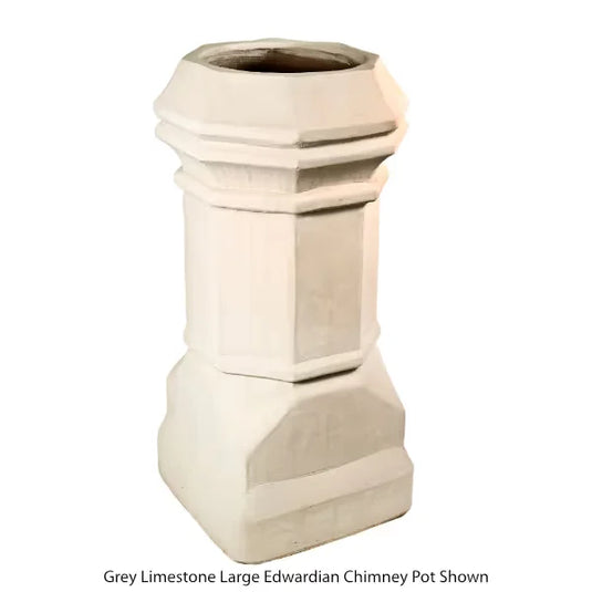 Superior Clay Corporation grey limestone glaze chimney pot with a natural stone-inspired decorative finish