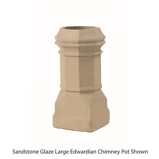 Superior Clay Corporation sandstone glaze chimney pot with a natural, textured decorative finish