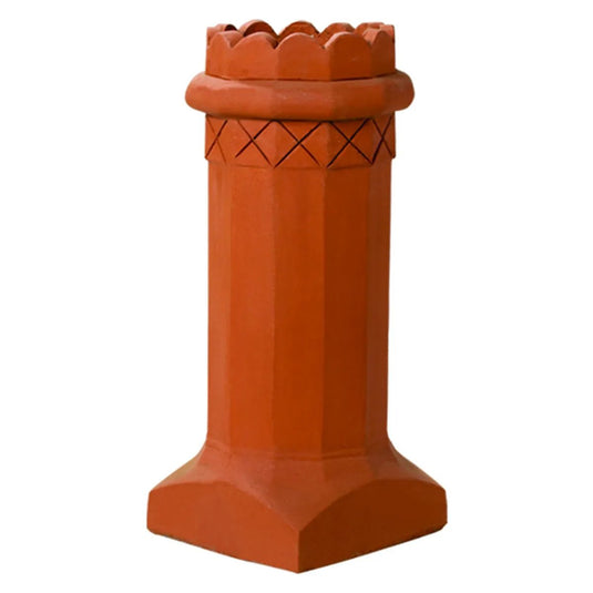 Superior King Arthur clay chimney pot with a classic traditional decorative design for masonry chimneys