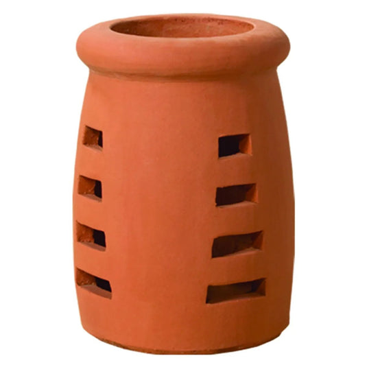 Superior Queen Anne clay chimney pot with an elegant traditional decorative design for masonry chimneys