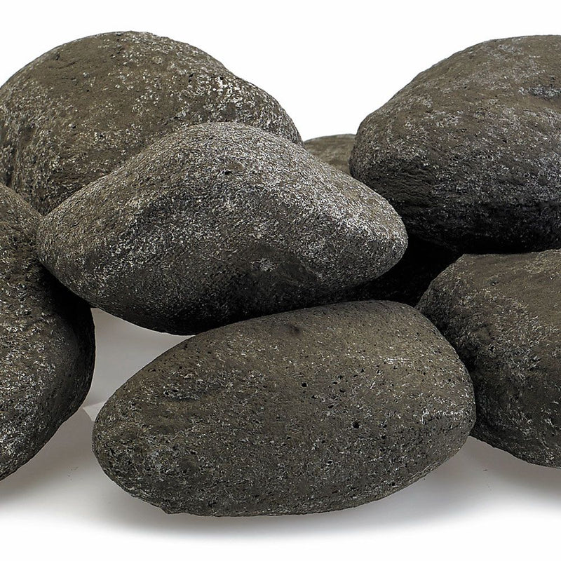 Load image into Gallery viewer, Thunder Gray Lite Stones Set – 15-piece ceramic fire stones with lava rock base for indoor and outdoor fire features, modern gray decorative fire media for fireplaces and fire pits.
