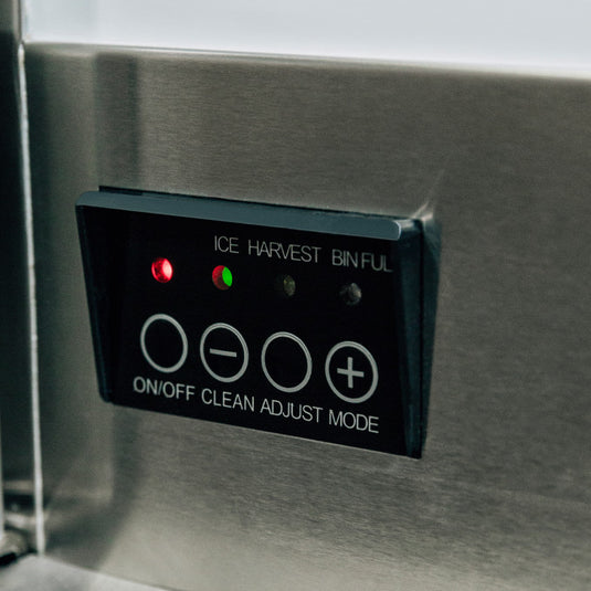 TrueFlame 15-Inch Outdoor Rated Nugget Ice Maker with Stainless Steel Door 50 lb Capacity for built-in or freestanding use