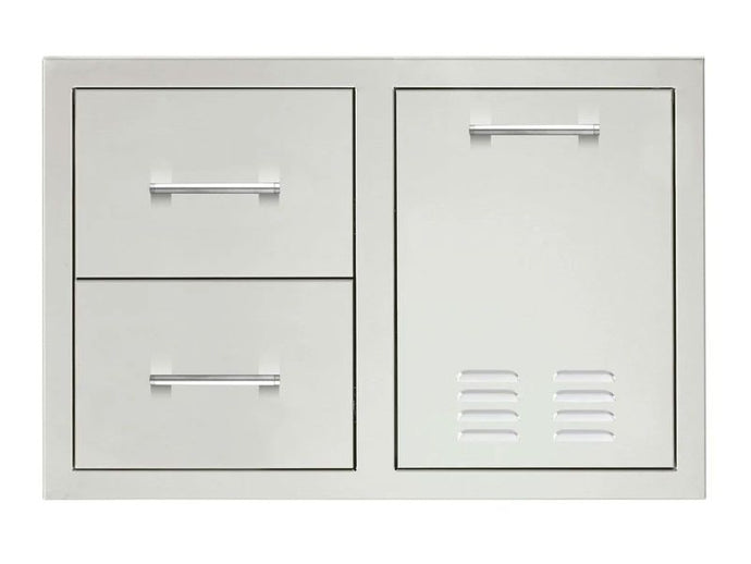 TrueFlame 33-inch 2-drawer and vented propane tank pullout drawer combo stainless steel outdoor kitchen storage