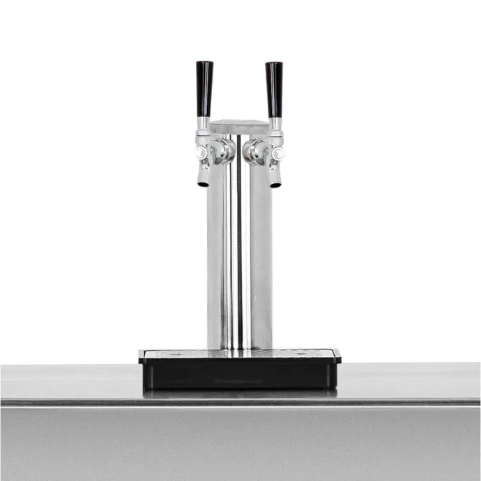 TrueFlame Double Keg Tap for Kegerator stainless steel dual tap tower with drip tray and CO2 kit for outdoor kitchens