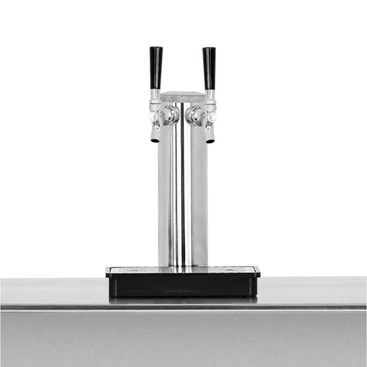 TrueFlame Double Keg Tap for Kegerator stainless steel dual tap tower with drip tray and CO2 kit for outdoor kitchens