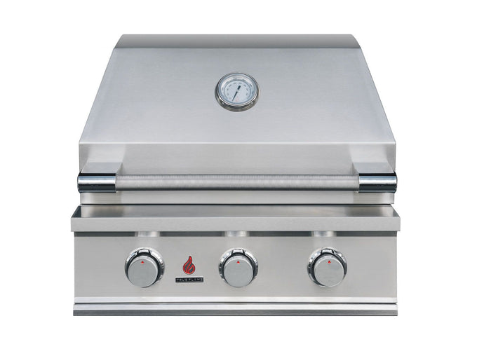 TrueFlame E Series 25-Inch 3-Burner Built-In Gas Grill with 304 stainless steel construction and flame thrower ignition