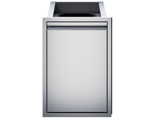 Twin Eagles 18-Inch Roll-Out Stainless Steel Trash Bin with 41 Quart Capacity for Luxury Outdoor Kitchen