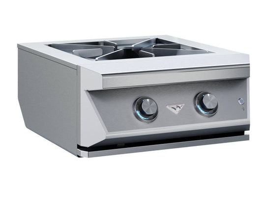 Twin Eagles 24-inch built-in gas power burner with reversible heavy duty grate and stainless steel lid outdoor kitchen