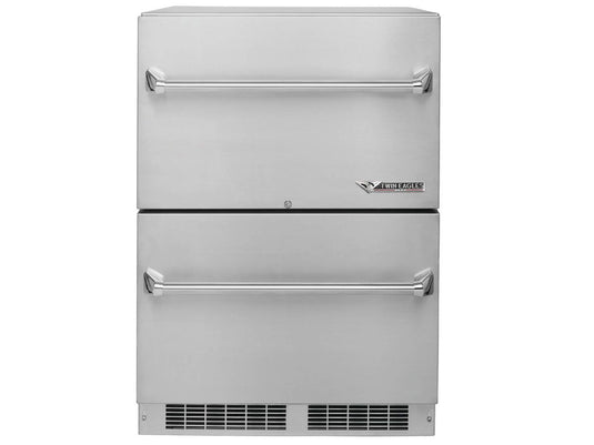Twin Eagles 24-Inch Outdoor Rated Double Drawer Refrigerator 5.1 Cu Ft Stainless Steel Built-In