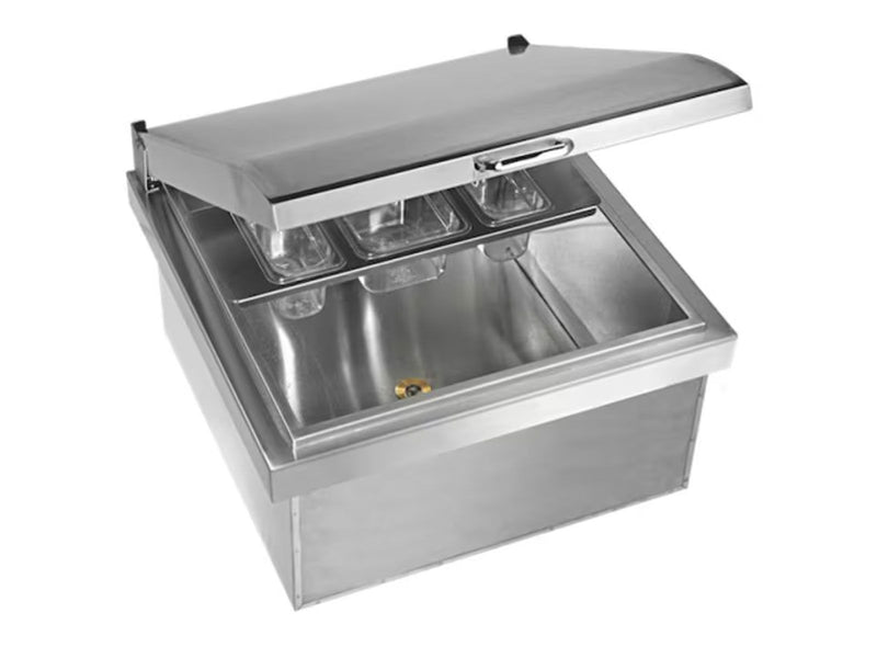 Load image into Gallery viewer, Twin Eagles 24-inch drop-in stainless steel ice bin cooler with lid outdoor kitchen beverage storage
