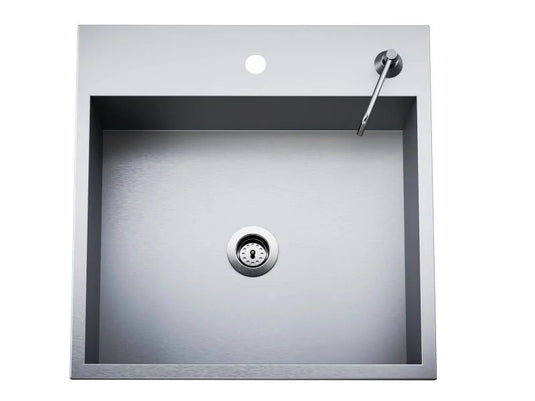 Twin Eagles 24-inch drop-in stainless steel sink with lid and soap dispenser outdoor kitchen