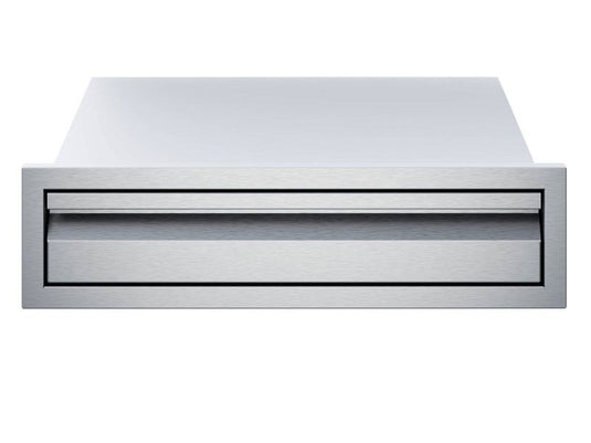 Twin Eagles 24-inch stainless steel griddle plate storage drawer with soft-close and full-extension glides for outdoor kitchen