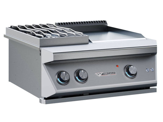 Twin Eagles 30-inch built-in teppanyaki grill and double side burner combo stainless steel outdoor kitchen