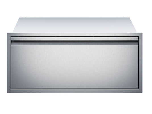 Twin Eagles 36-inch stainless steel pellet storage drawer with extra-deep storage and soft-close full-extension glides for outdoor kitchen