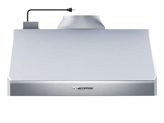 Twin Eagles 48 inch stainless steel outdoor vent hood canopy wall mount 3 speed blower dishwasher safe baffles