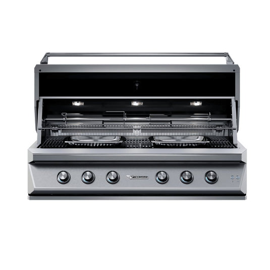 Twin Eagles 54-inch 4-burner built-in natural gas grill with sear zone and two infrared rotisserie burners, model TEBQ54RS-C