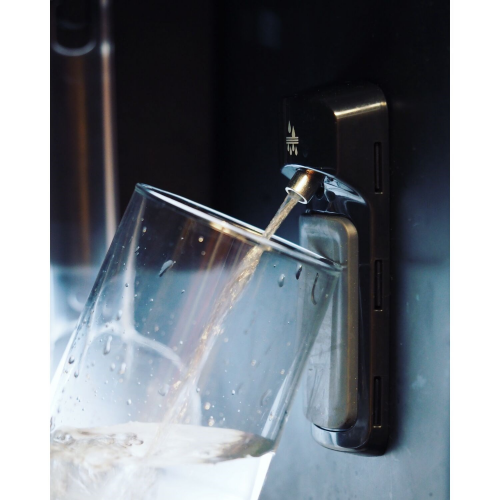 U-Line 15-inch 3 Class Nugget Ice Maker with interior water dispenser and stainless steel handle