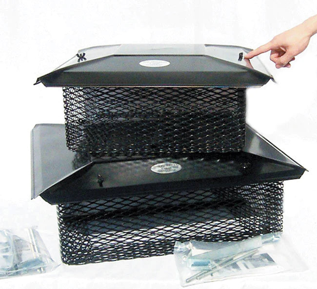 Load image into Gallery viewer, UNIVERSAL CHIMNEY CAP FOR THE OTHER 5% OR 10% - BLACK GALVANIZED - 3/4&quot; MESH
