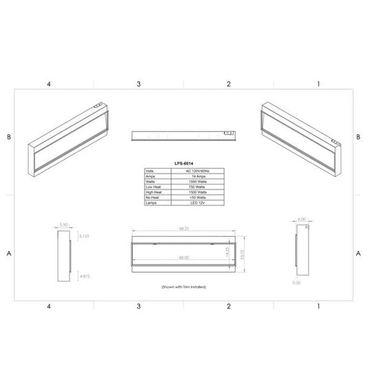 Modern Flames Landscape Pro Slim Linear Electric Fireplace – 68”