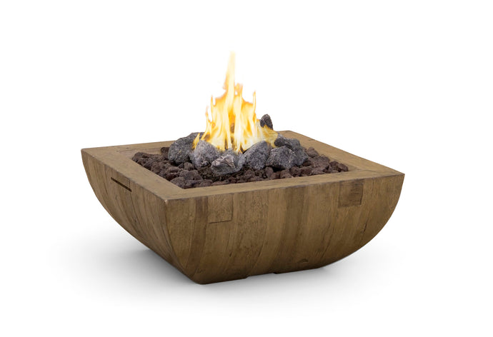 American Fyre Designs Reclaimed Wood Bordeaux Square Fire Bowl